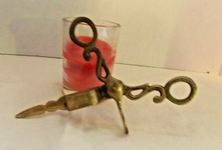 Vintage Brass Candle Wick Trimmer Scissor Shape Body Antique Candle Accessory