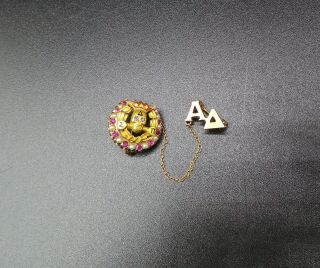 Delta Sigma Pi 10k Gold Jeweled Skull Pin Badge Unl Fraternity Nebraska Chapter