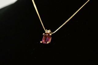 Christian Dior Signed Vintage Pendant Necklace Purple Rhinestone Crystal Bini