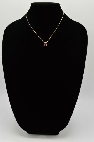 Christian Dior Signed Vintage Pendant Necklace Purple Rhinestone Crystal BinI 3