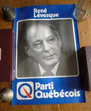 Vtg Political Poster RenÉ LÉvesque - Parti Québécois - Quebec - Prime Minister