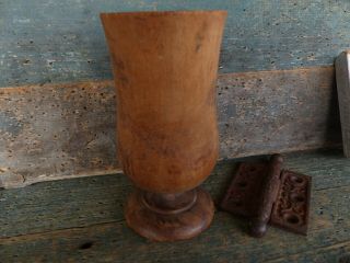 Antique 19th C Treen Tonic Cup Wood Goblet 5.  5 In Tall