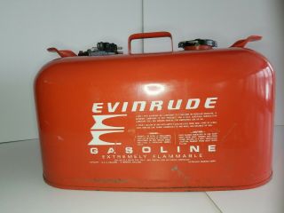 Evinrude Johnson Omc Outboard 6 Gallon Vintage Metal Gas Tank Fuel Can Motor
