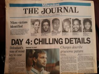 Jeffrey Dahmer Serial Killer Rape Murder Arrested July 26,  1991 Full Newspaper