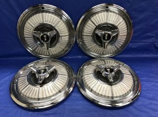 Vintage Set Of 4 1965 Plymouth 14” Spinner Hubcaps Sport Fury Mopar Good Cond.