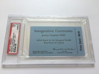 1969 President Richard Nixon Inauguration Ceremonies Press Ticket Psa 9