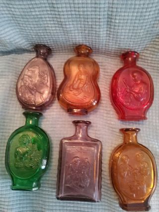 6 Colored Glass Bottles Dar Daughters Of American Revolution