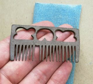 Ancient Viking Bronze Hair Comb With Ornament Very Rare
