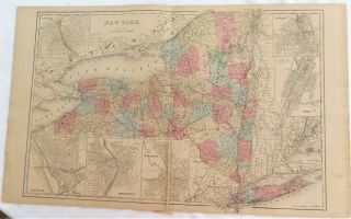 1868 Fulton County Ny " York State " Antique Atlas Map