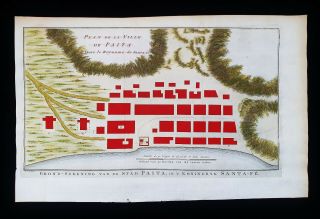 1747 Bellin - Rare Map: South/central America,  Plan De Paita,  Mexico,  Santa Fe.