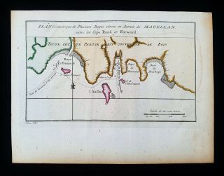 1747 Bellin Rare Map: South America Argentina Chile Magellan Cape Horn Antartica