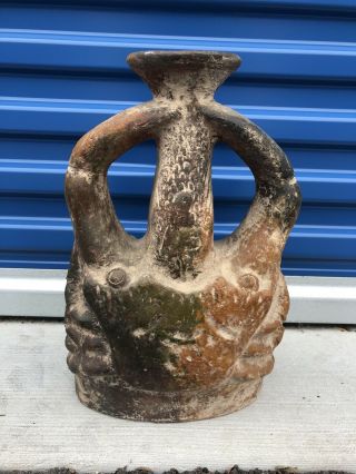 Antique Pre Columbian Inca/chimu Pottery Stirr Vessel Jar Spouted Jug Vase 15”