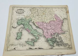 Austria Italy Turkey Greece Hand Colored Map Mcnally 