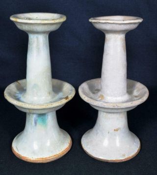 Antique Chinese Yuan Or Ming Dynasty Candlesticks/incense Holders C14th To 15thc