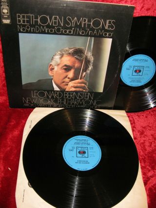 1973 Uk Nm 2lp Cbs 78203 Stereo Beethoven Symphonies 9 & 7 Nyp Bernstein