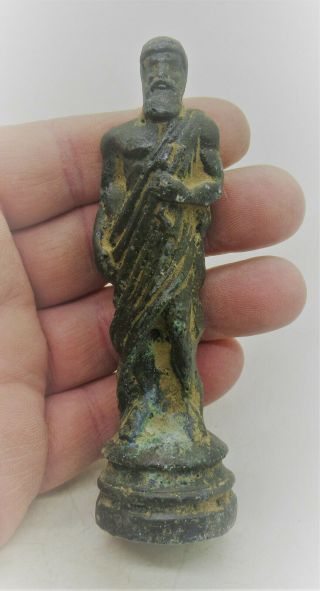 European Finds Ancient Roman Bronze Statuette Of Zues Circa 200 - 300ad Scarce