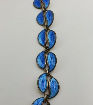 Vintage DAVID ANDERSEN Sterling Silver Blue Guilloche Enamel Necklace Norway 2
