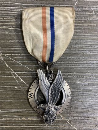 Boy Scout Bsa Explorer Silver Eagle Type 2 Compass Award Uniform Pin Medal