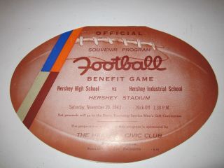 1943 Hershey High Schood Vs Hershey Industrial School Football Program - Tub Rss