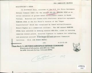 1951 Us Air Force Aerospace Defense Command Warning Star Press Photo 8X10 2