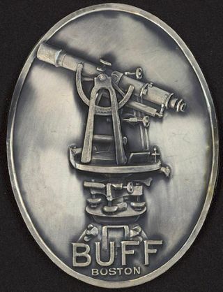 12 Vintage Buff Boston Transit Metal Surveyor Emblems Signs 1930s Nos