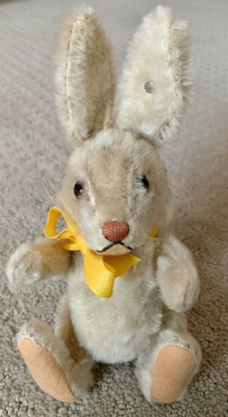 Wonderful Vintage Steiff Niki Rabbit 1950s 1960s Mohair 9 " Stands In Own With Id