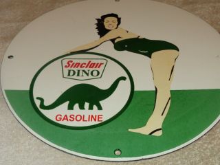 Vintage Sinclair Dino Gasoline & Marilyn Monroe 11 3/4 " Porcelain Metal Oil Sign