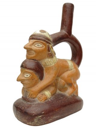Pre - Columbian Moche Figure Stirrup Spout Vessel Erotic Peru Mayan Inca Aztec