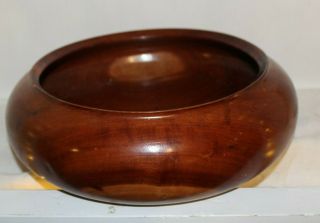 Vintage Solid Cherry Wood Hand Turned Fruit Bowl Signed By Artist Bill Walworth