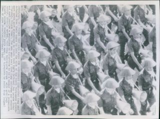 1966 Viet Cong Government South Vietnam Crowd Uniform Hats Men Wirephoto 8x10