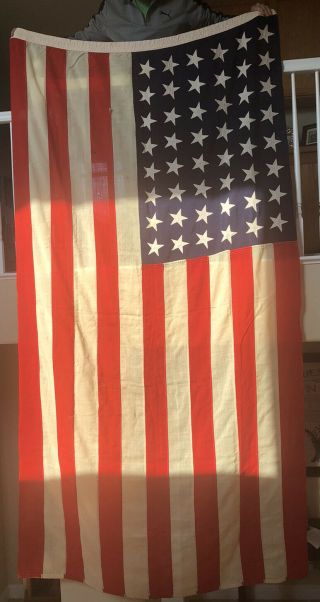 Vintage 48 Star American Flag Large 5’ X 9’ Sewn Stars