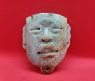 Pre - Columbian Olmec Jade Pendant From Mexico,  2 ⅝ Inches