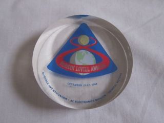 Vintage Lucite Paperweight Apollo 8 Guidance & Navigation General Motors