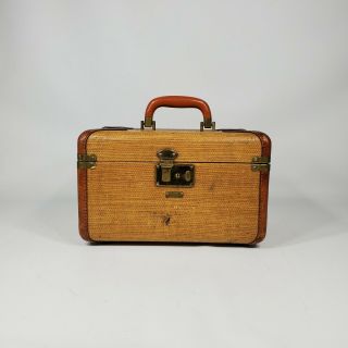 Vintage Striped Tweed Train Case 1940 