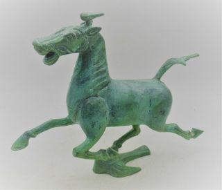 Old Antique Chinese Qing Dynasty Bronze Leaping Horse Statuette