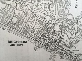 Vintage Map Of Brighton & Hove Sussex England City 1965 2