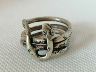 Very Stunning Rare Ancient Viking Snake Ring Silver Color Artifact Authentic