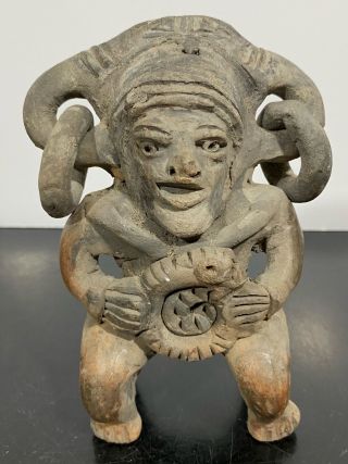 Pre - Columbian Aztec Mayan Figurine Clay Art Pottery Statue Figurine