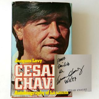 Autographed Cesar Chavez Autobiography 1987 Signed Hb Book Vtg Latino History