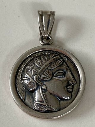 Ancient Greek Coin Athenian Owl Attica Athens Tetradrachm 925 Pendant