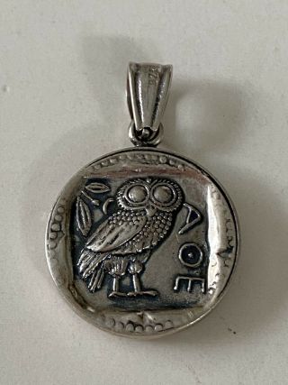 ANCIENT GREEK COIN ATHENIAN OWL ATTICA ATHENS TETRADRACHM 925 PENDANT 2