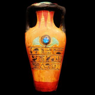 Authentic Antique Egyptian Stone Carved Jar Pottery.  One Of A Kind