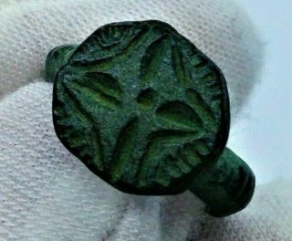 Ancient Early Medieval Crusader Bronze Ring - Circa 12th Century