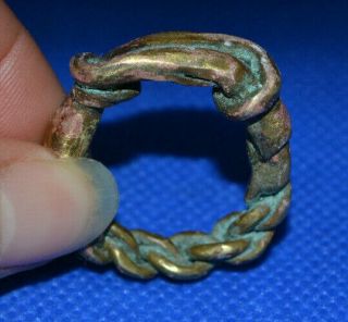 Ancient Rare Viking Twisted Bronze Finger Ring Ca 9 - 10 Century Ad Wearable