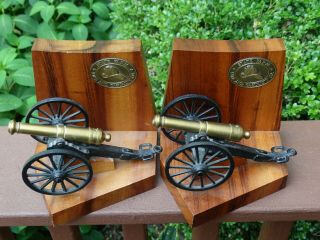 Vintage State Farm Fire And Casualty Insurance Iron/brass/wood Cannon Bookends