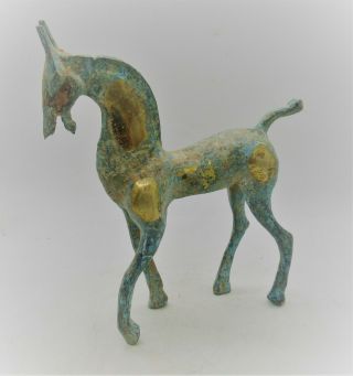 Scarce Ancient Celtic Bronze And Gold Gilt Horse Statuette