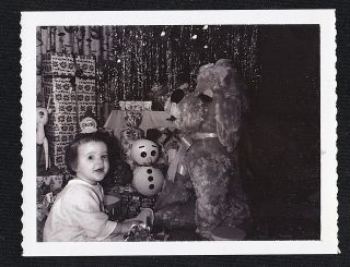 Antique Vintage Photograph Little Girl Sitting By Christmas Tree W/ Gifts