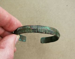 Ancient Viking Bronze Bracelet Tracery With Ornament " Solar ".  Really Rare Type