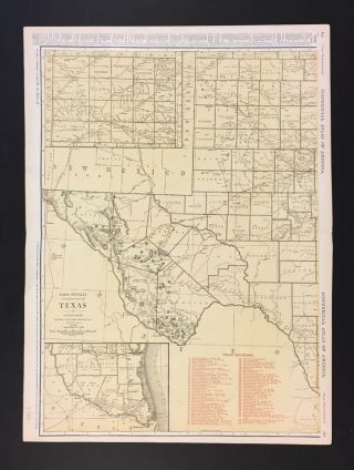 Texas 1924 Rand - Mcnally Commercial Atlas Railway Map,  Western Half -.