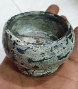 Phatina On Surface Rare Ancinet Old Roman Glass Medcine Bowl